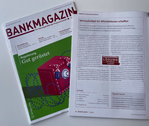 Titel und Artikel vom Magazin BANKMAGAZIN Ausgabe Mai 2022