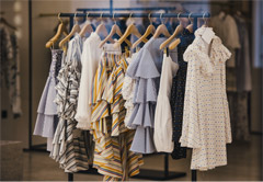 Kleider-auf-einem-Verkaufsständer-bei-einer-Warenhauskette